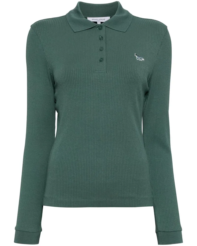 Kitsuné Fein geripptes Poloshirt - Grün Grün