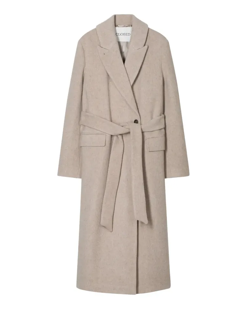 Closed belted notch-lapels coat - Nude Nude