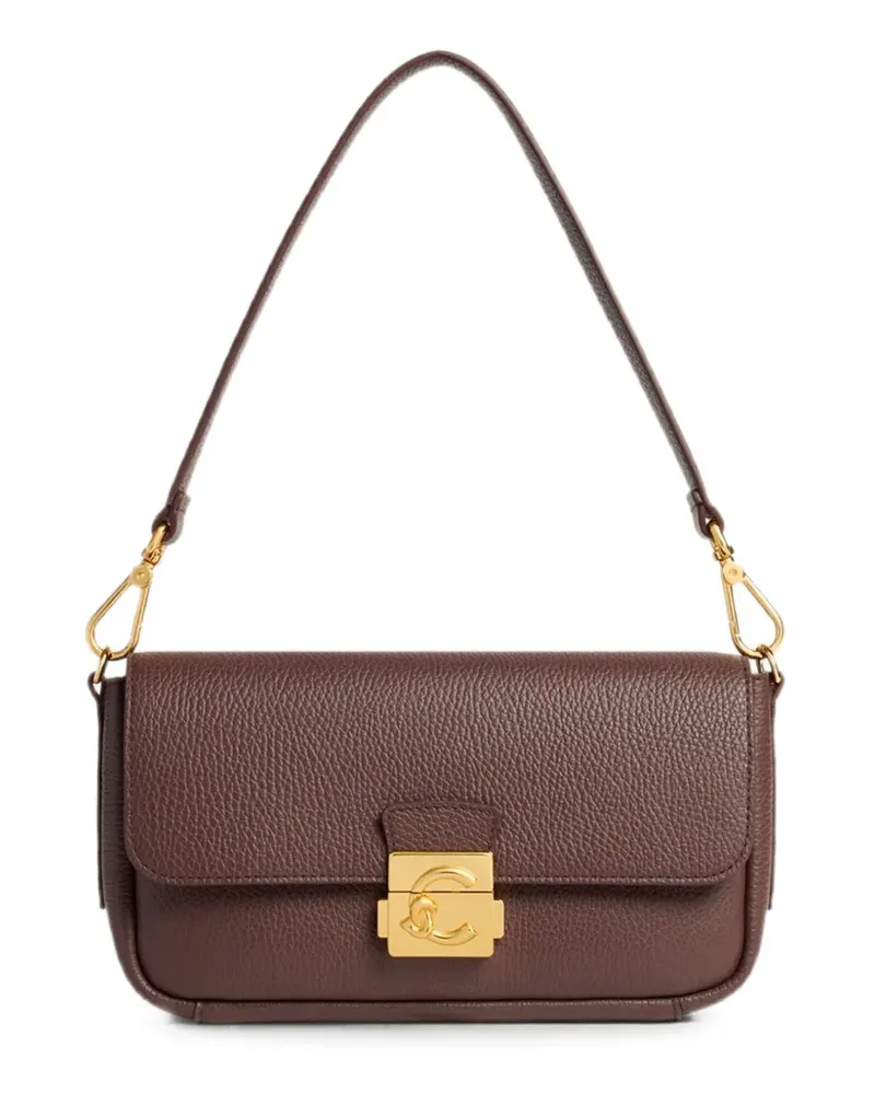 Coccinelle medium C-Me Lock grainy leather shoulder bag - Braun Braun