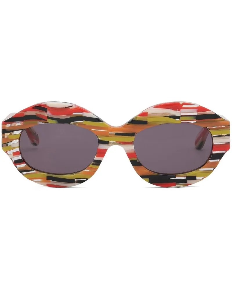 Marni Spacey Stripey Ik Kil Cenote Sonnenbrille mit ovalem Gestell - Rot Rot