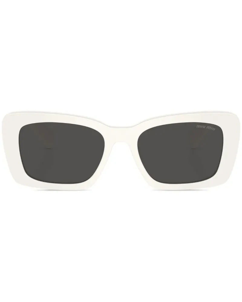 Miu Miu Eckige Sonnenbrille mit Logo-Schild - Weiß Weiß