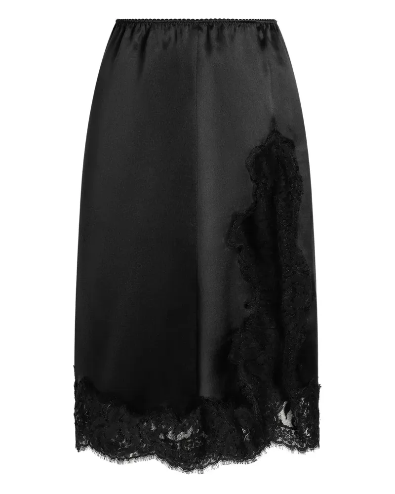 Dolce & Gabbana Rock aus Satin mit Spitzeneinsatz - Schwarz Schwarz