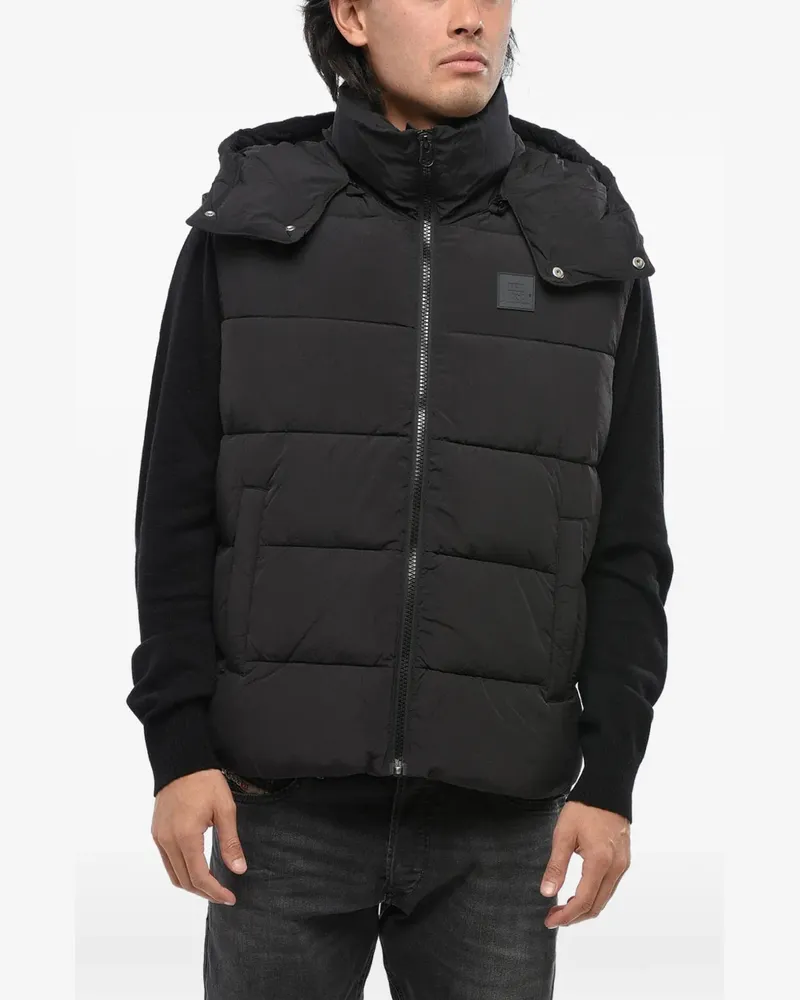 Diesel quilted hooded gilet - Schwarz Schwarz