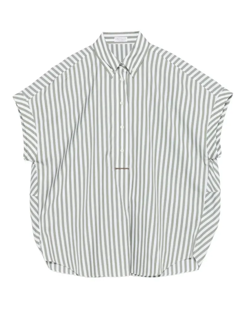 Brunello Cucinelli striped-pattern polo top - Grün Grün