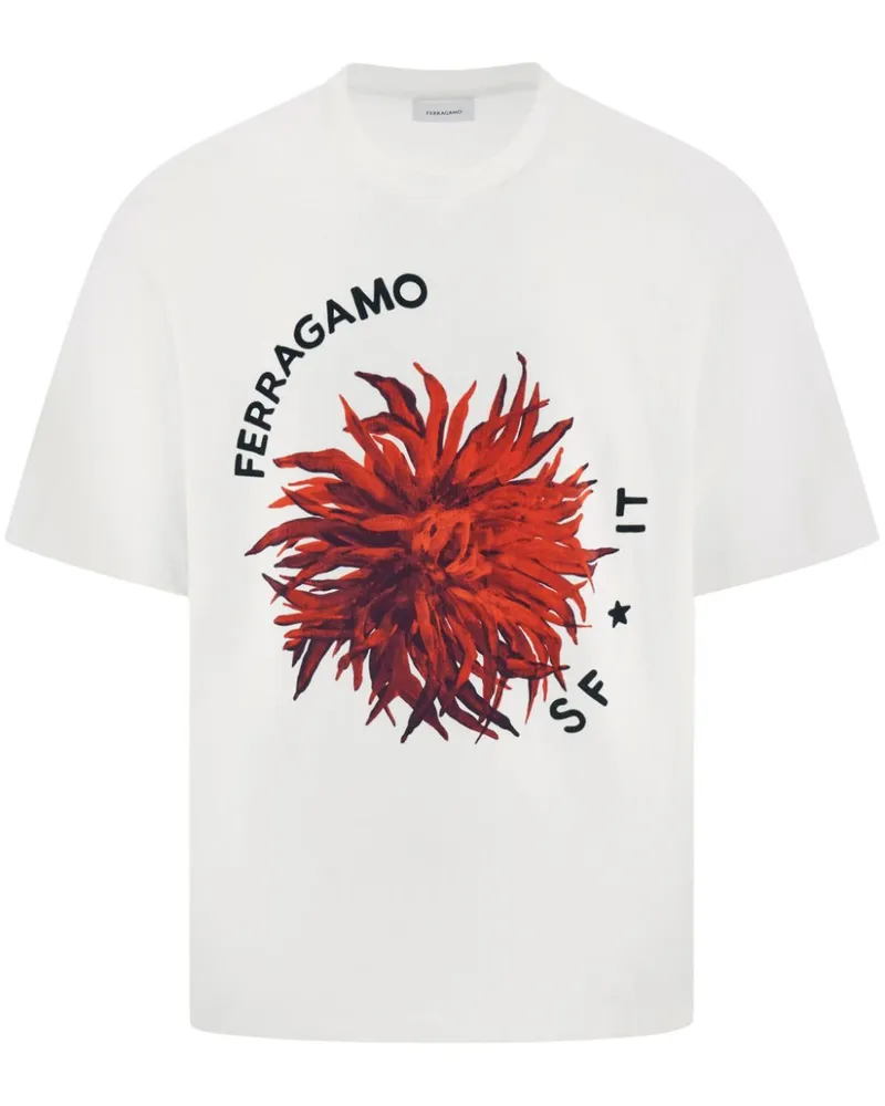 Ferragamo T-Shirt mit Maxi-Print - Weiß Weiß