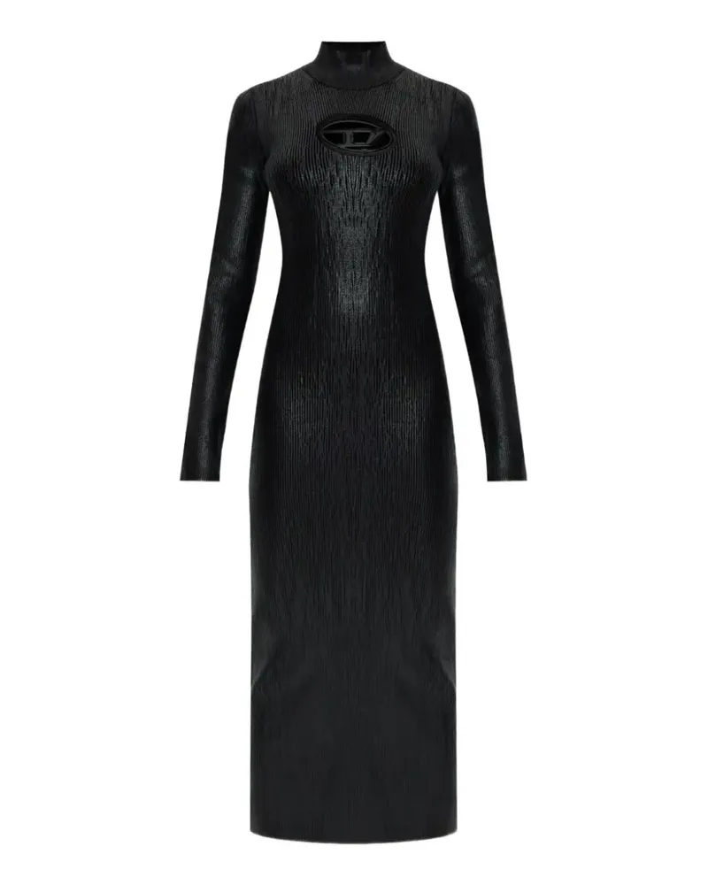 Diesel Geripptes Zary-B Midikleid - Schwarz Schwarz