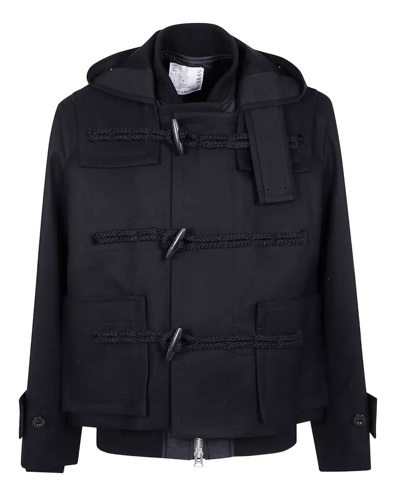 Sacai Kapuzenjacke mit Knebelverschluss - Schwarz Schwarz