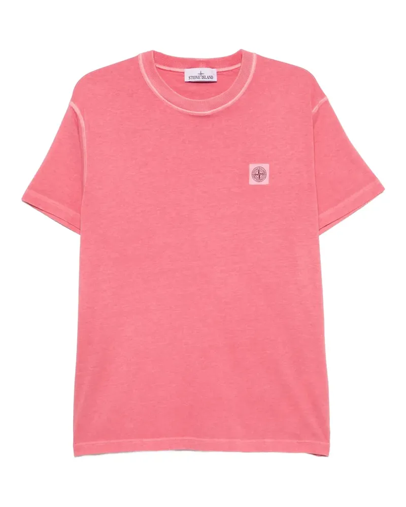 Stone Island T-Shirt mit Logo-Patch - Rosa Rosa