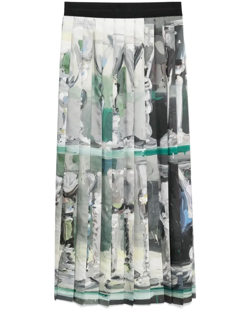 MSGM Maxirock mit Falten - Grau Grau