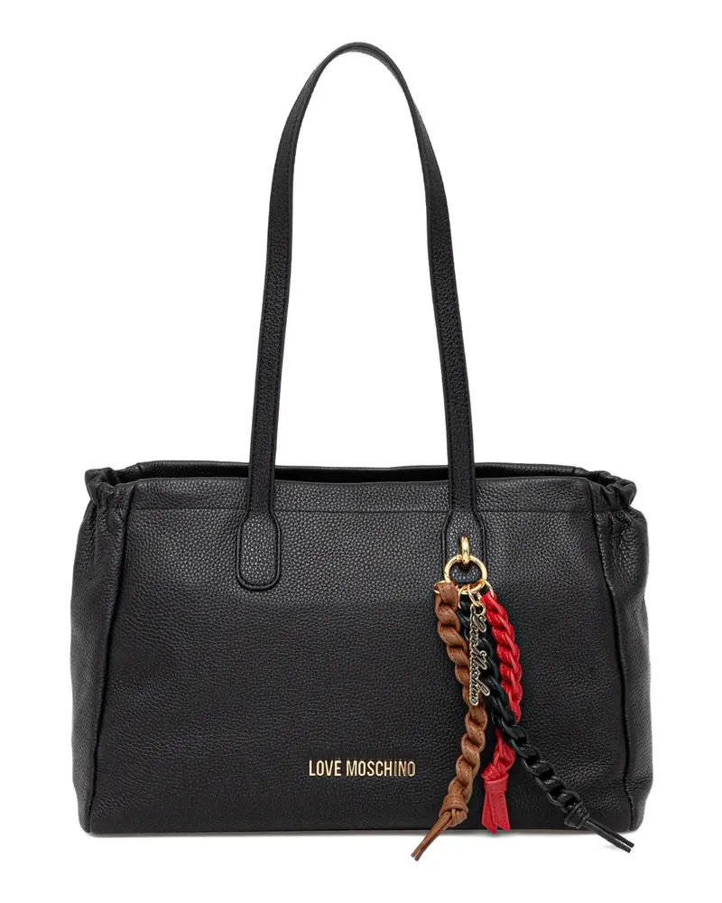 Moschino Große Tote Bag mit Logo-Schild - Schwarz Schwarz
