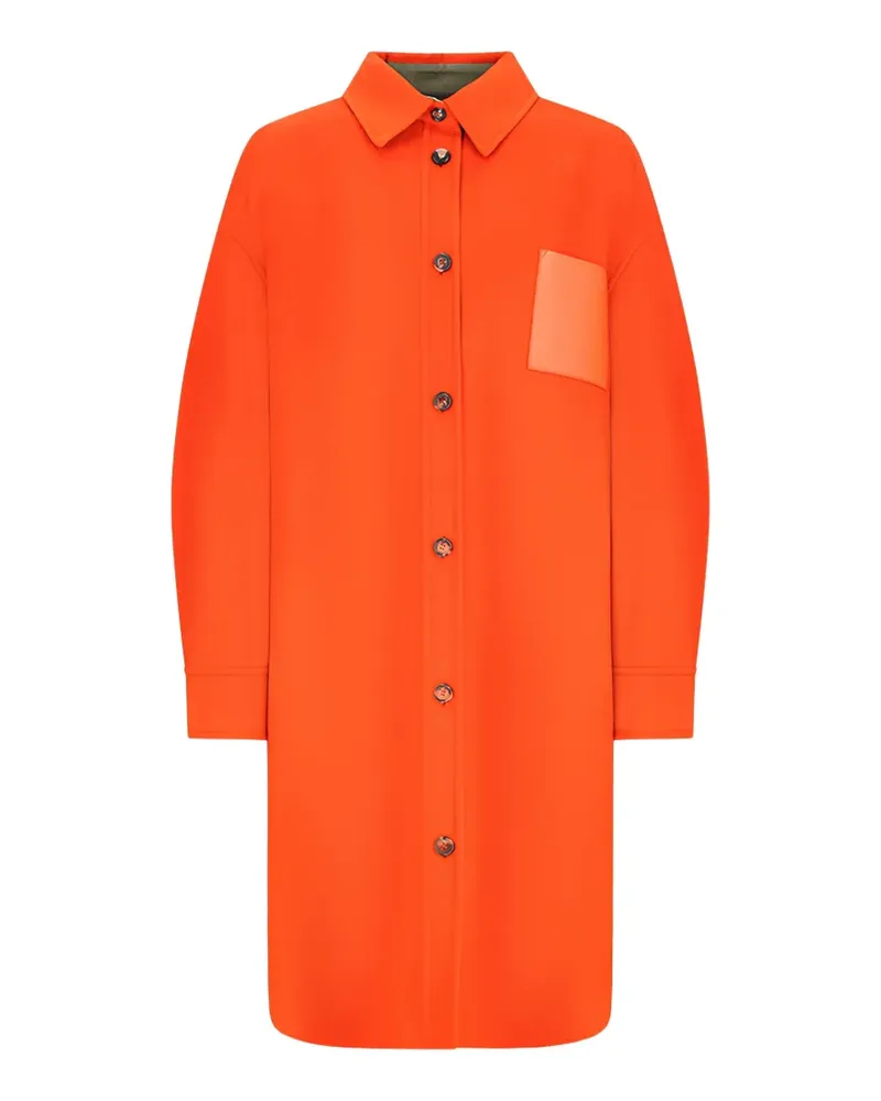 Loewe leather-patch button-down coat - Orange Orange