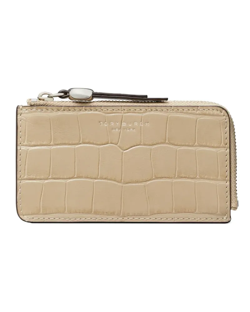 Tory Burch Romy Kartenetui mit Kroko-Prägung - Nude Nude