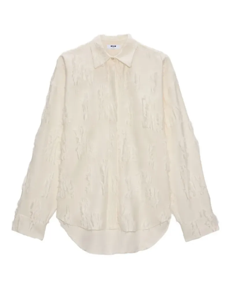MSGM textured long-sleeve shirt - Nude Nude