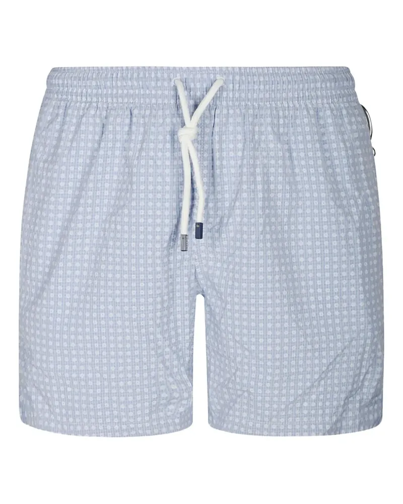 Fedeli Gemusterte Badeshorts mit Kordelzug - Blau Blau