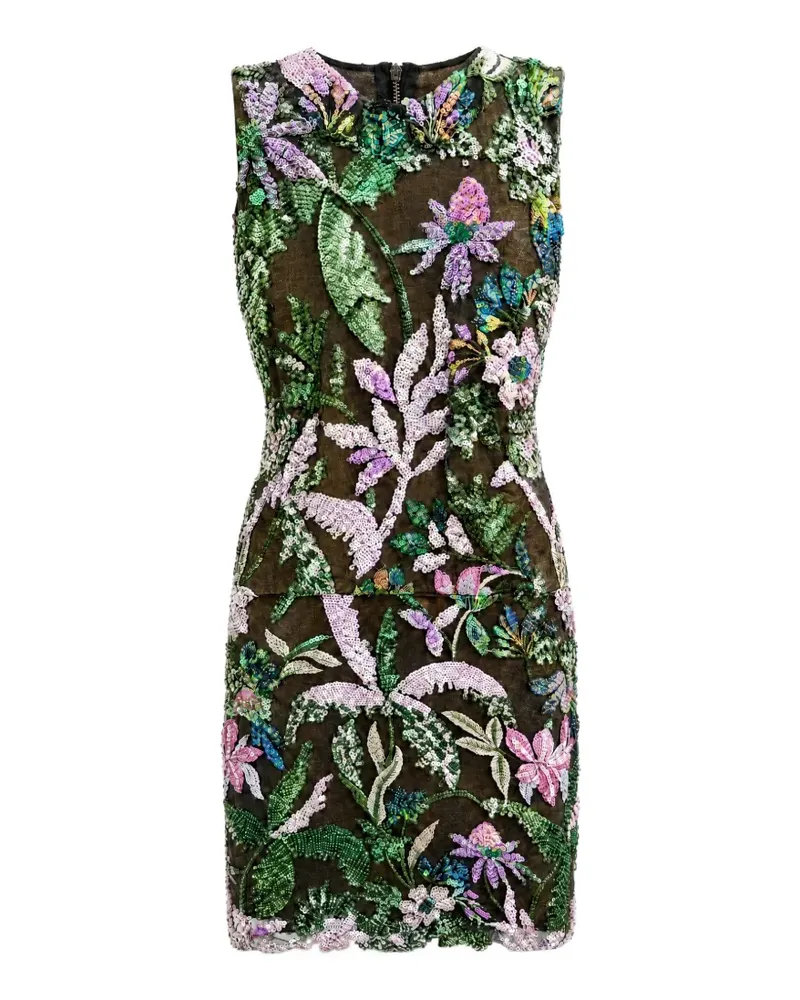 BRONX AND BANCO Minikleid mit Blumenstickerei - Grün Grün