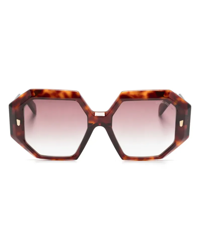 Cutler and Gross 9324 Sonnenbrille mit Oversized-Gestell - Braun Braun