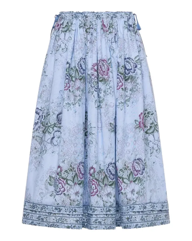 Pierre-Louis Mascia floral-print drawstring midi skirt - Blau Blau
