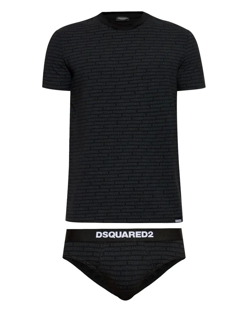 Dsquared2 T-Shirt-Set mit Logo-Print - Schwarz Schwarz
