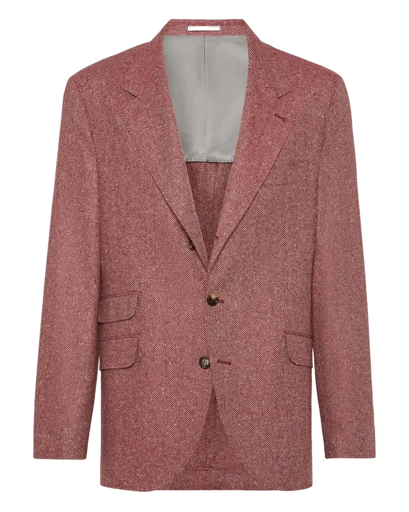 Brunello Cucinelli Sakko im Deconstructed-Look mit Fischgrätenmuster - Rot Rot