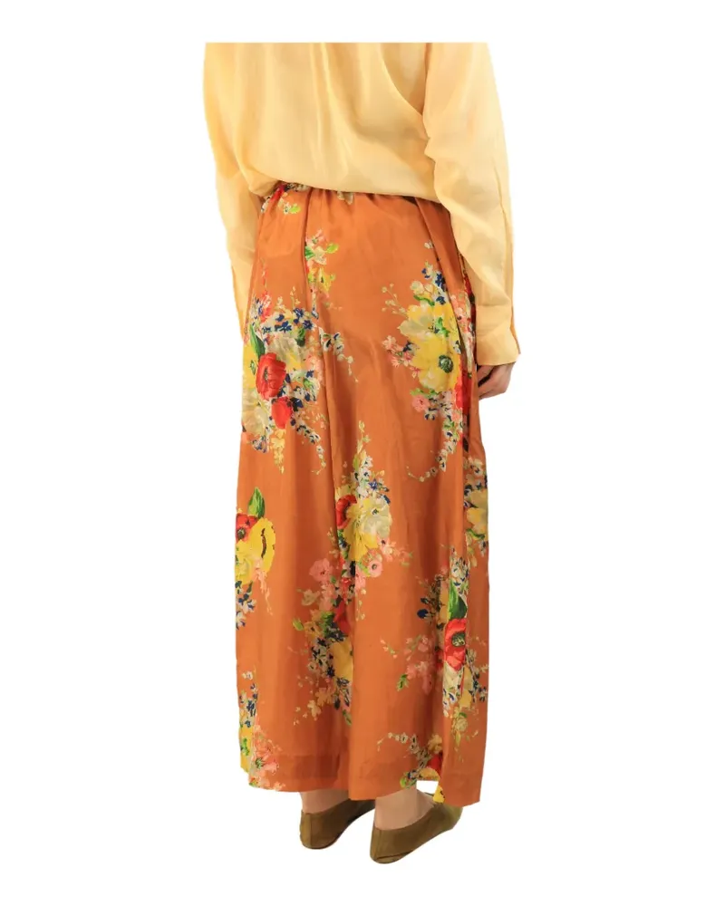 Zimmermann floral-print silk trousers - Orange Orange