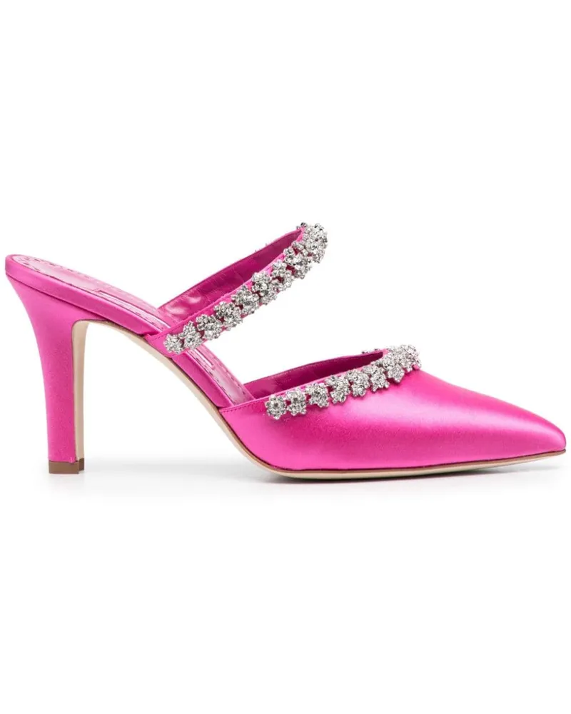 Manolo Blahnik Mules mit Kristallen 80mm - Rosa Rosa