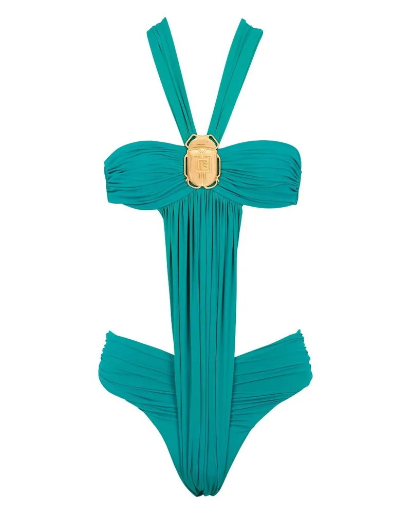 Balmain Drapierter Badeanzug - Grün Grün