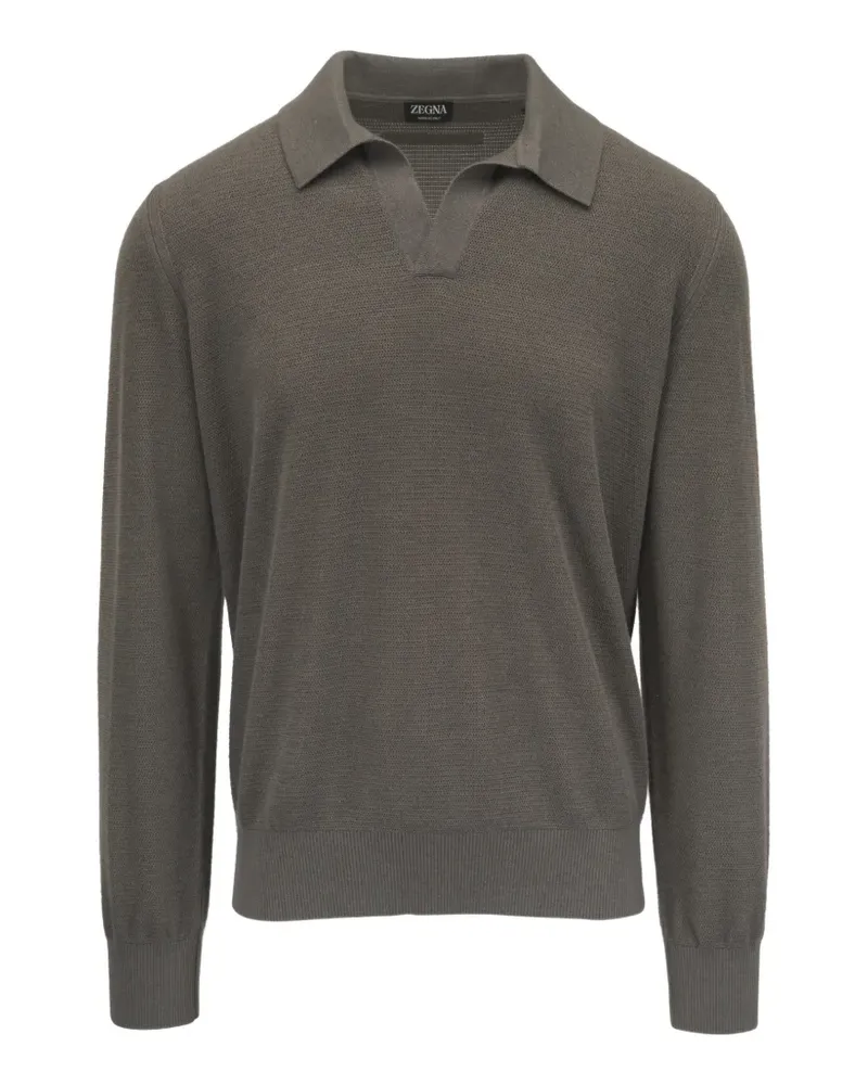 Ermenegildo Zegna fine-knit polo-collar sweater - Grau Grau