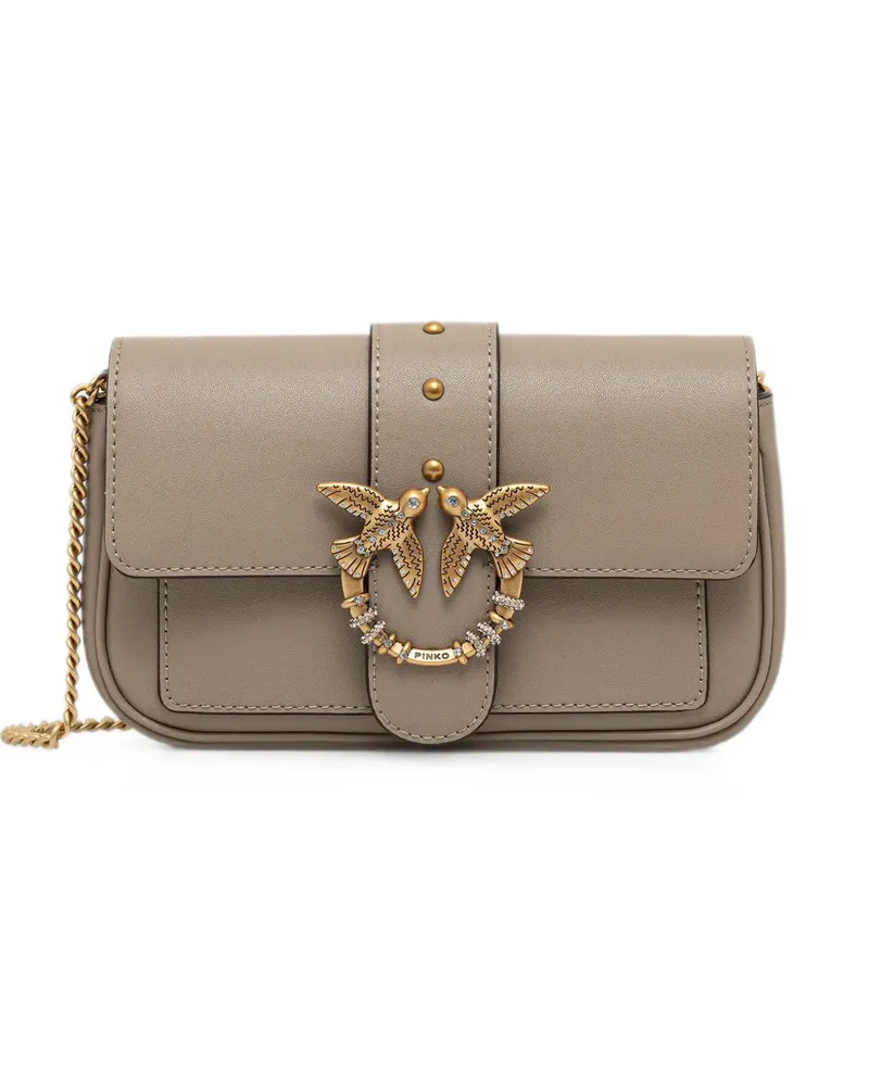 Pinko Kleine Love Pocket Schultertasche mit Kristallen - Nude Nude