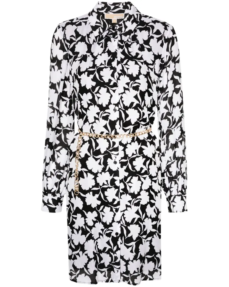 Michael Kors Blumiges Minikleid - Schwarz Schwarz