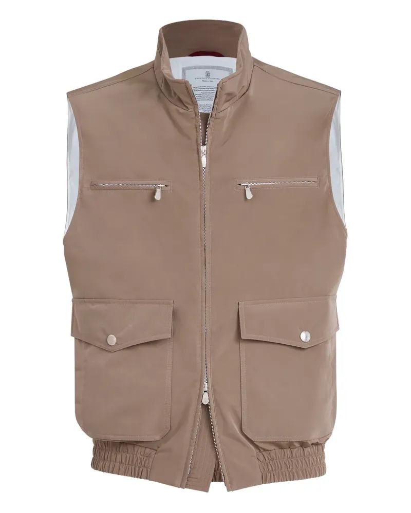 Brunello Cucinelli Wattierte Weste mit Reißverschluss - Braun Braun