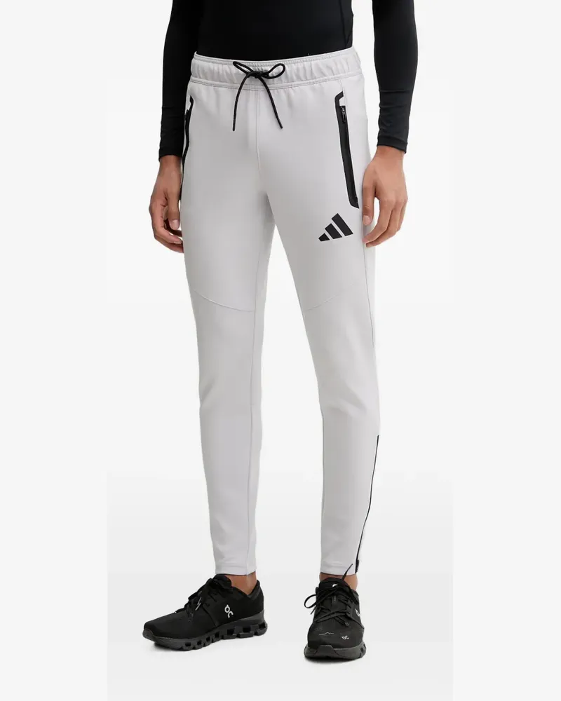 adidas logo-print zip-cuff track pants - Grau Grau