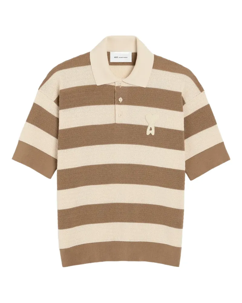 AMI Paris Ami de Coeur Poloshirt mit Streifen - Nude Nude