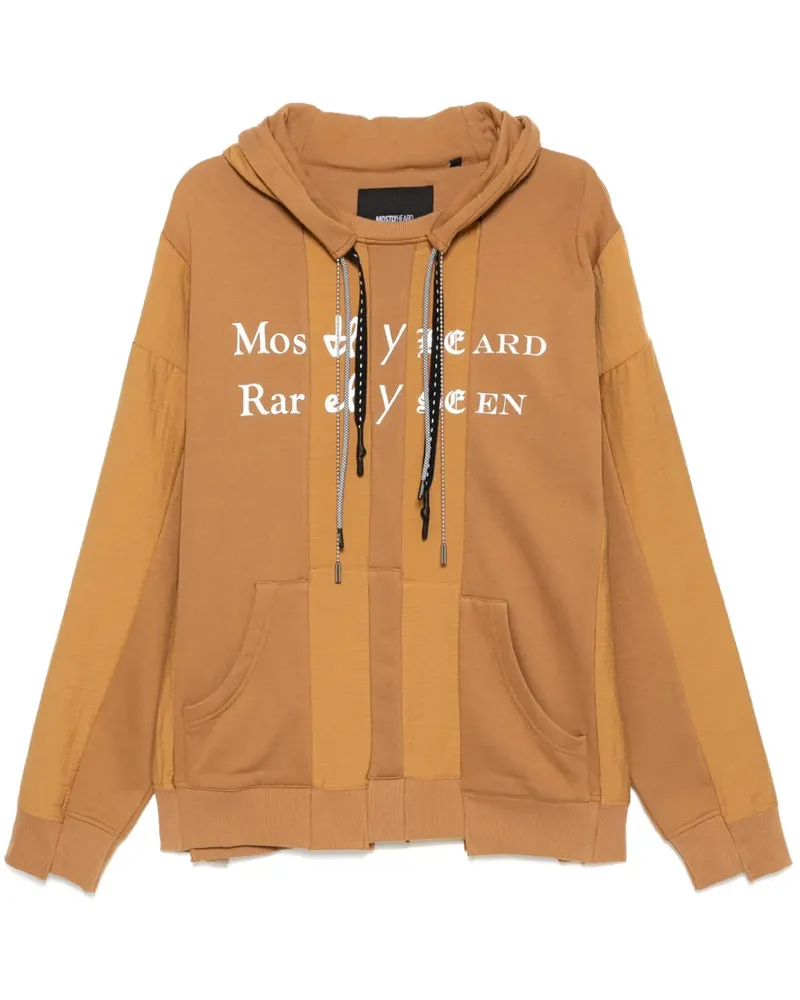Mostly Heard Rarely Seen Spliced Luxury Mock Hoodie - Braun Braun