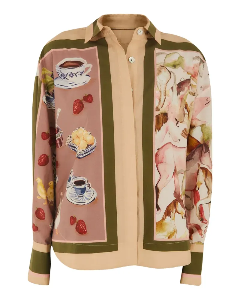 FARM Rio Hemd mit grafischem Print - Nude Nude