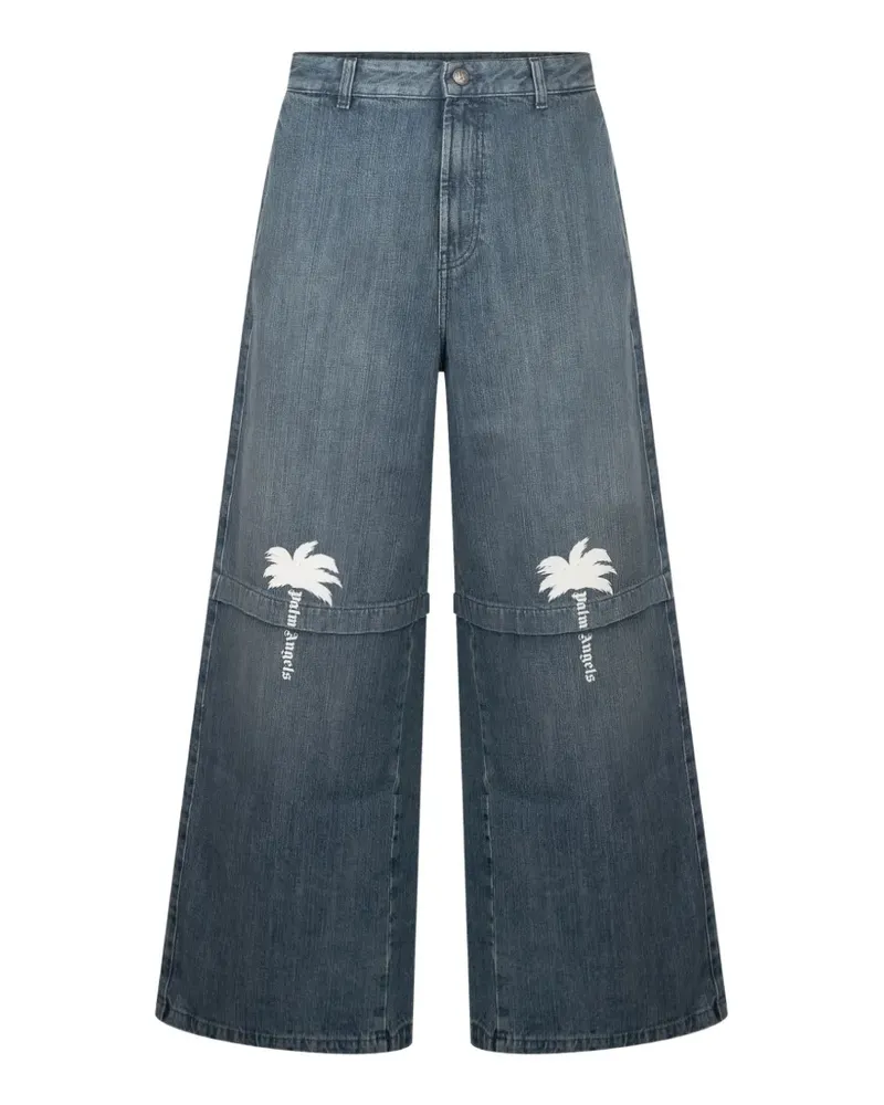 Palm Angels palm tree embroidered jeans - Blau Blau