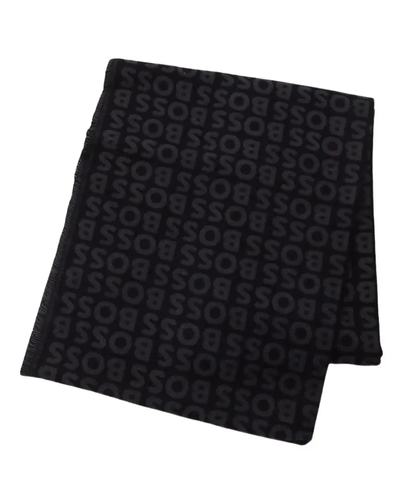 HUGO BOSS Tadic logo-jacquard scarf - Schwarz Schwarz