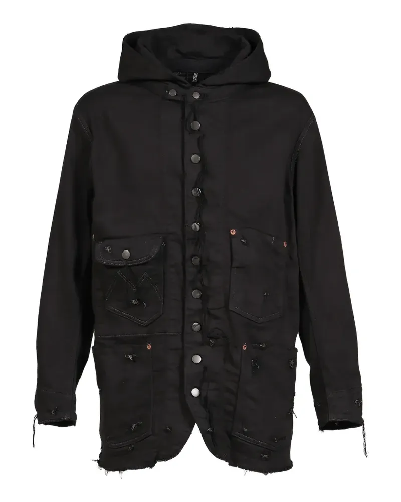 minus Home Chore stückgefärbte Jacke im Distressed-Look - Schwarz Schwarz