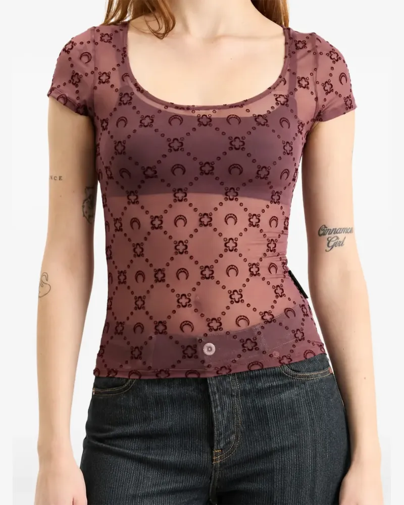 Marine Serre T-Shirt mit Monogramm - Violett Violett