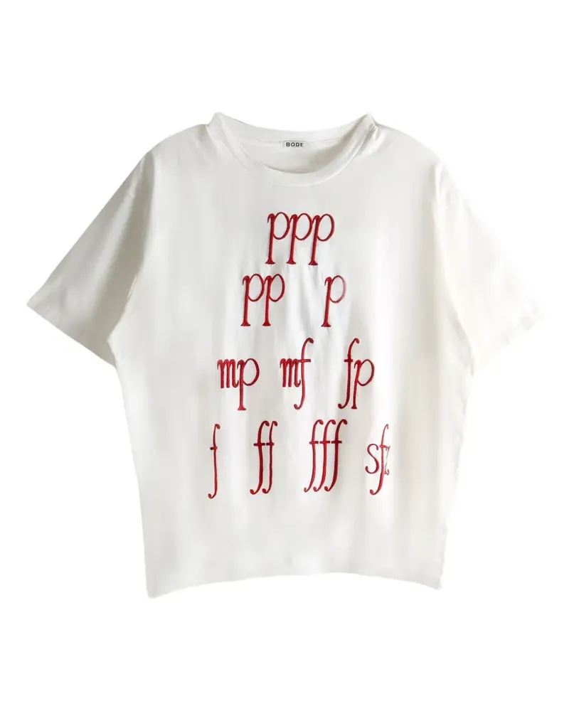 BODE Composer T-Shirt mit grafischer Stickerei - Weiß Weiß