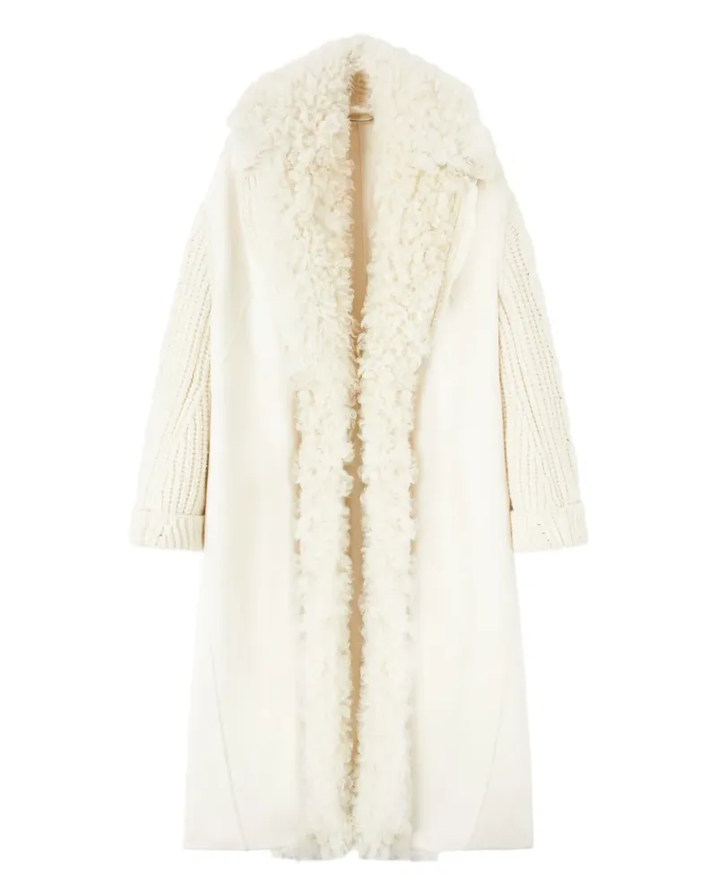 Ermanno Scervino Shearling-Mantel mit Zopfmuster - Weiß Weiß