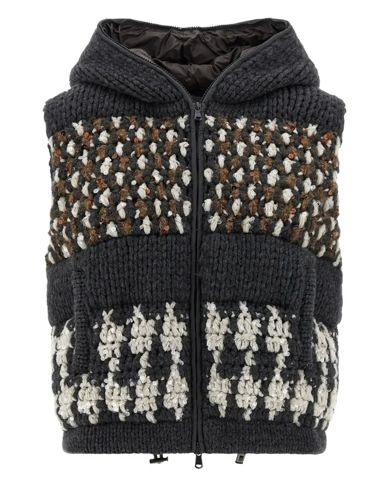 Brunello Cucinelli sequin hooded opera vest - Grau Grau