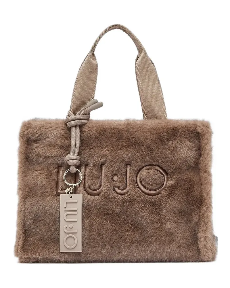 Liu Jo faux-fur logo-embroidered shoulder bag - Braun Braun
