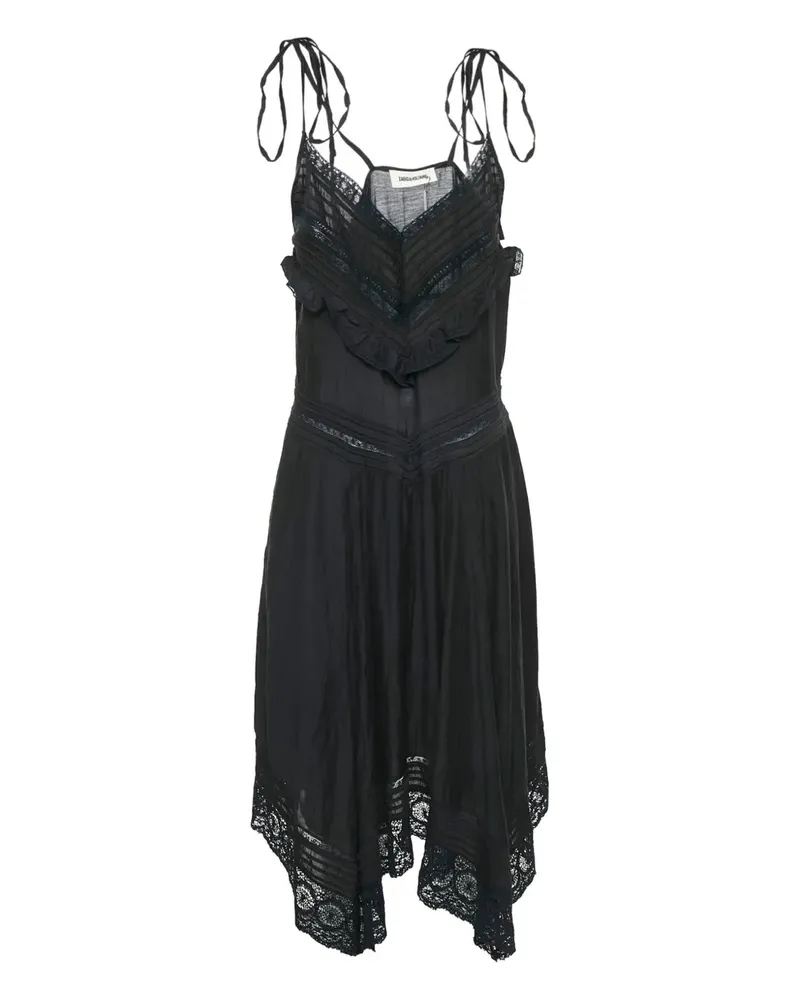 Zadig & Voltaire Asymmetrisches Kleid mit Spitzensaum - Schwarz Schwarz