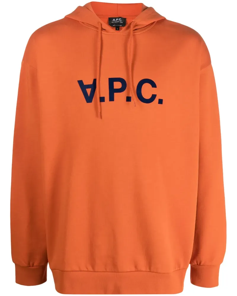 A.P.C. Hoodie mit Logo-Print - Orange Orange