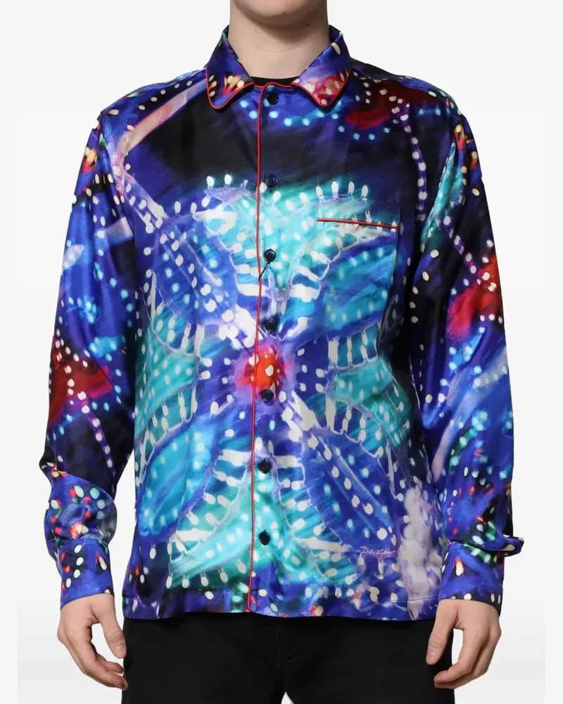 Dolce & Gabbana Seidenhemd mit abstraktem Print - Blau Blau