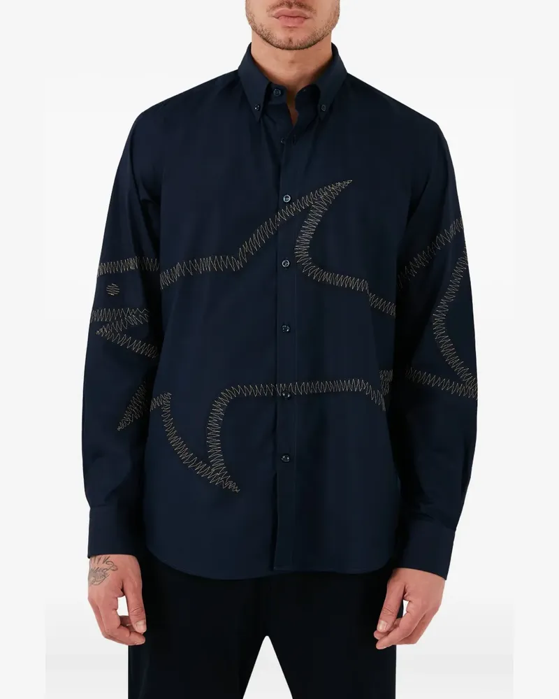 Paul & Shark Hemd mit Hai-Stickerei - Blau Blau