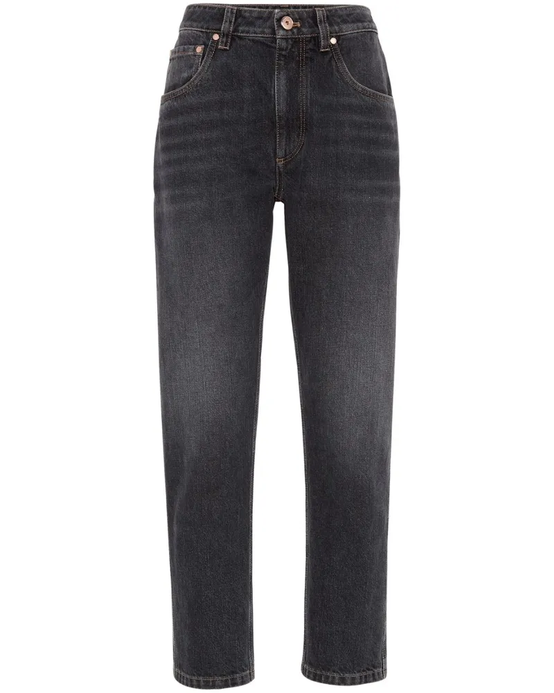 Brunello Cucinelli Gerade Cropped-Jeans - Grau Grau