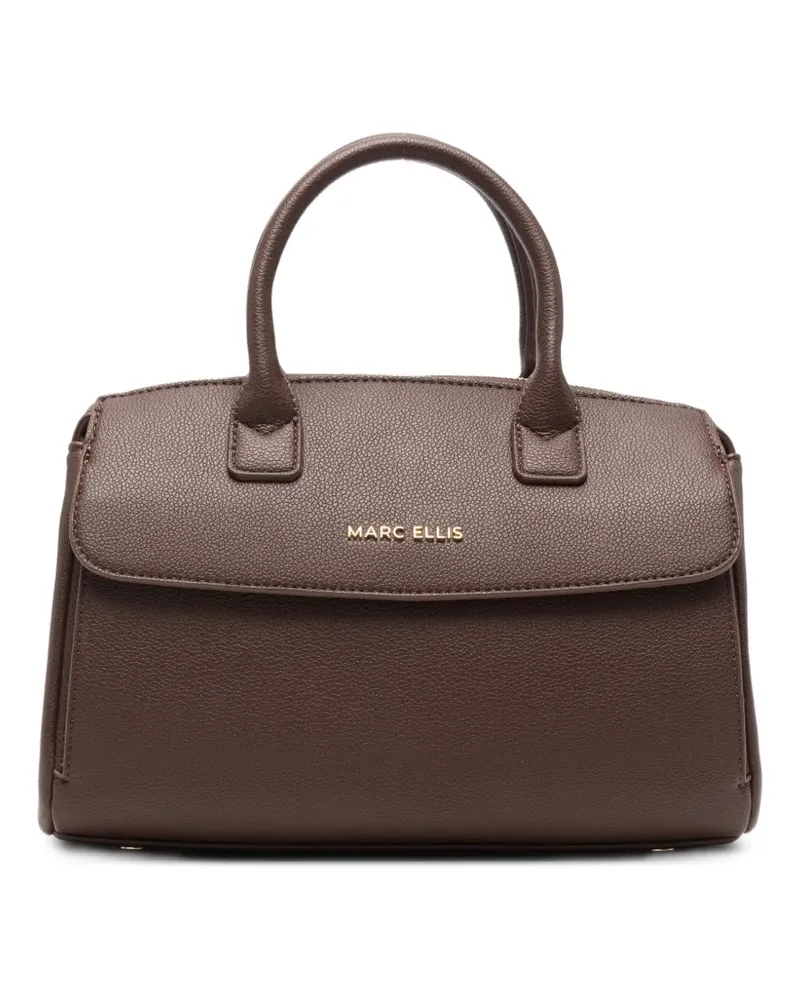 MARC ELLIS Alysa logo-plaque pebbled-effect tote bag - Braun Braun