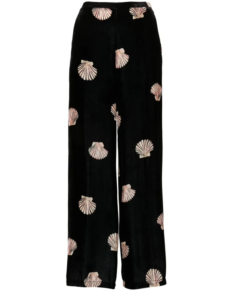 forte_forte Shell-Samthose mit weitem Bein - Schwarz Schwarz