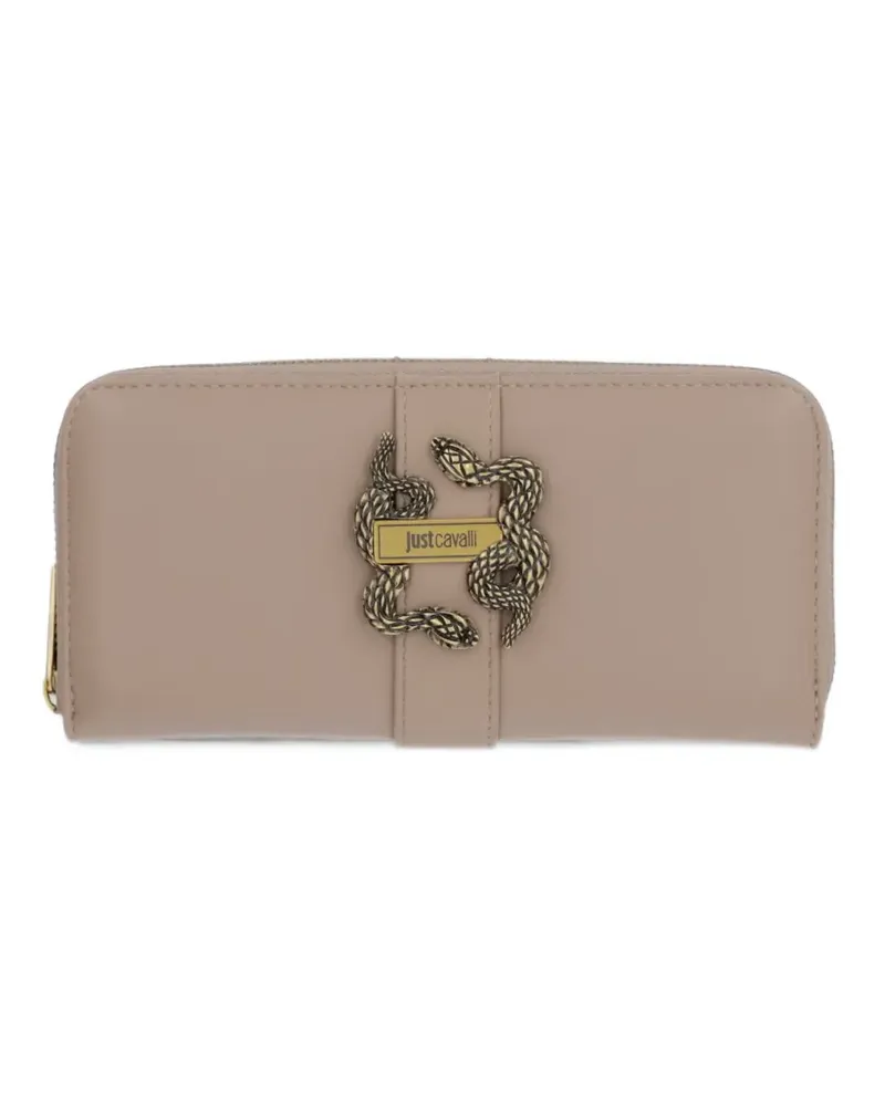 Just Cavalli snake-plaque zip-around wallet - Nude Nude